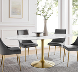 Classico Round or Oval Modern Marble Dining Table With Gold Base
