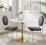 Classico Round or Oval Modern Marble Dining Table With Gold Base