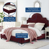 Prim Modern Queen Bed Maroon Performance Velvet