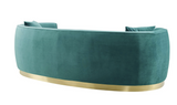 The Shell II Blue Curved Modern Sofa With Gold Base