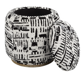 Black and White Printed Storage Ottoman