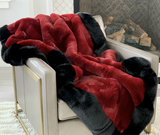 Framed Faux Chinchilla Throw Maroon and Black