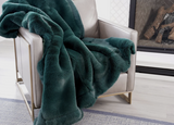 Framed Faux Chinchilla Throw Green