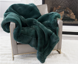 Framed Faux Chinchilla Throw Green