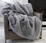 Framed Faux Chinchilla Throw Grey