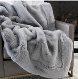 Framed Faux Chinchilla Throw Grey