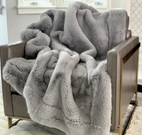 Framed Faux Chinchilla Throw Grey