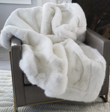Framed Faux Chinchilla Throw White