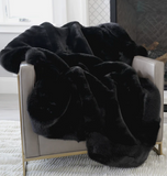 Framed Faux Chinchilla Throw Black