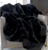 Framed Faux Chinchilla Throw Black