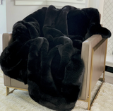 Framed Faux Chinchilla Throw Black