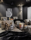 Framed Faux Chinchilla Throw Black