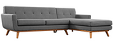Ronald Mid Century Modern Sectional Dark Grey Left/Right Facing
