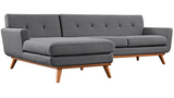 Ronald Mid Century Modern Sectional Light Grey Left/Right Facing