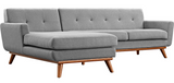 Ronald Mid Century Modern Sectional Light Grey Left/Right Facing