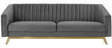 Lean Performance Velvet Modern Sofa Navy