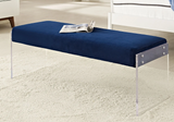 Feng II Modern Bench Blue Velvet and Acrylic Base