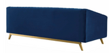 Lean Performance Velvet Modern Sofa Navy