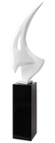 The Pointe Abstract White Oversized Sculpture With Black Base