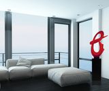 Continuium Red Abstract Sculpture on Black Gloss Stand
