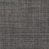 curved back design in warm charcoal gray linen, accented by polished nickel nail head trim