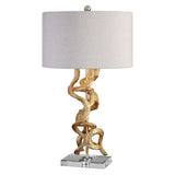 Caught Up in the Rapture Gold and Crystal Table Lamp