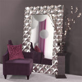 Sculpted Silver Modern Leaner Mirror, contemporary leaner mirror, silver leaner mirror