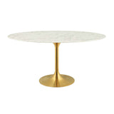 Classico Round or Oval Modern Marble Dining Table With Gold Base