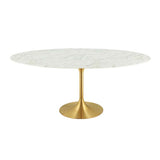 Classico Round or Oval Modern Marble Dining Table With Gold Base
