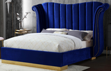 Bloom Modern Bed Blue With Gold Base