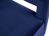 Boxy Modern Chair Blue With Gold Accents