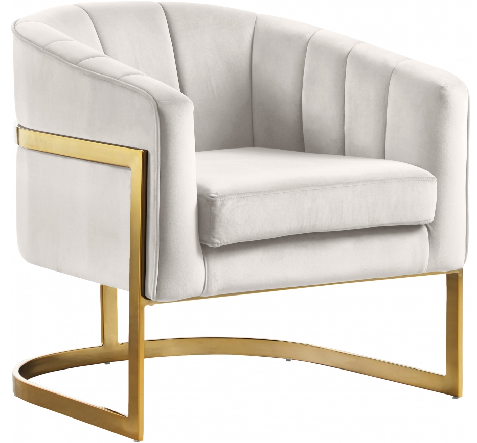 Celeste Modern Accent Chair Cream With Gold Base Interior