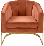 Celeste Modern Accent Chair Orange With Gold Base