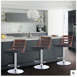 Stan Barstool in Chrome finish with Walnut wood and Black Faux Leather