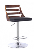 Stan Barstool in Chrome finish with Walnut wood and Black Faux Leather