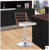 Stan Barstool in Chrome finish with Walnut wood and Cream Faux Leather