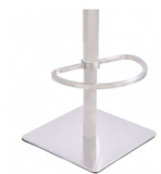 Chris Barstool in Brushed Stainless Steel finish with Grey Fabric and Walnut Back