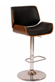 Lonnie Swivel Barstool In Black PU/ Walnut Veneer and Chrome Base