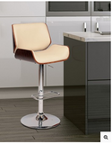 Lonnie Swivel Barstool In Cream PU/ Walnut Veneer and Chrome Base