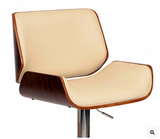Lonnie Swivel Barstool In Cream PU/ Walnut Veneer and Chrome Base