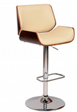 Lonnie Swivel Barstool In Cream PU/ Walnut Veneer and Chrome Base