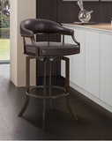 Edwin Swivel 30" Auburn Bay and Brown Faux Leather Bar Stool