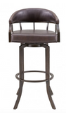 Edwin Swivel 30" Auburn Bay and Brown Faux Leather Bar Stool