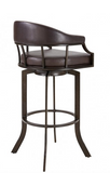 Edwin Swivel 30" Auburn Bay and Brown Faux Leather Bar Stool
