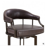 Edwin Swivel 30" Auburn Bay and Brown Faux Leather Bar Stool