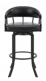 Edwin Swivel 30" Black Powder Coated and Black Faux Leather Metal Bar Stool