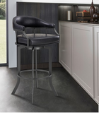 Edwin Swivel 26" Mineral Finish and Black Faux Leather Bar Stool