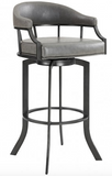 Edwin Swivel 30" Mineral Finish and Black Faux Leather Bar Stool