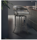 Edwin Swivel 30" Mineral Finish and Grey Faux Leather Bar Stool