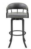 Edwin Swivel 30" Mineral Finish and Grey Faux Leather Bar Stool